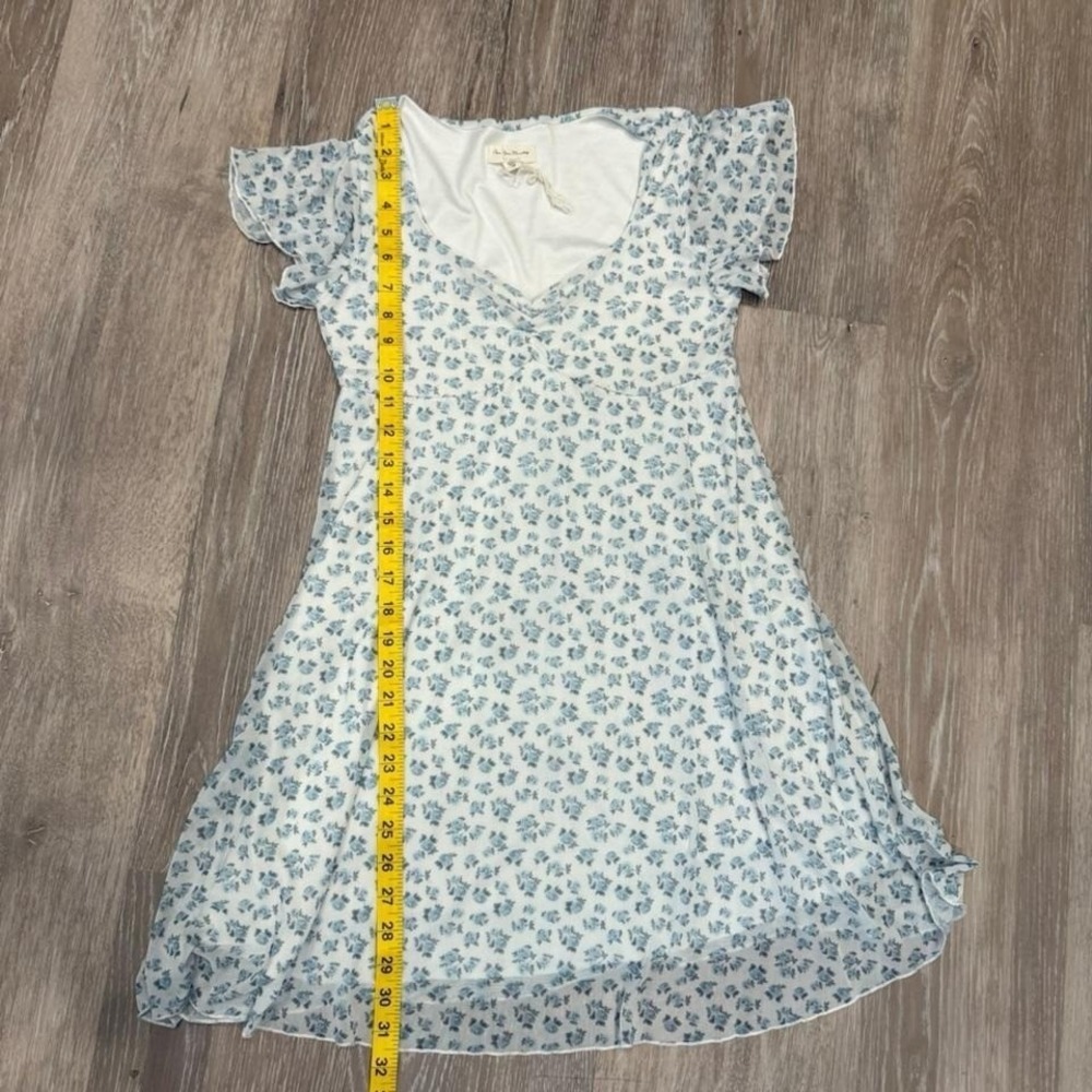 See You Monday Women's Size Medium White & Blue Floral Empire Waist Mini Dress - Picture 8 of 8